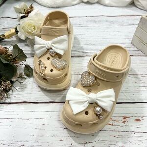 Crocs Mega Crush custom bow bling platform chunky clogs